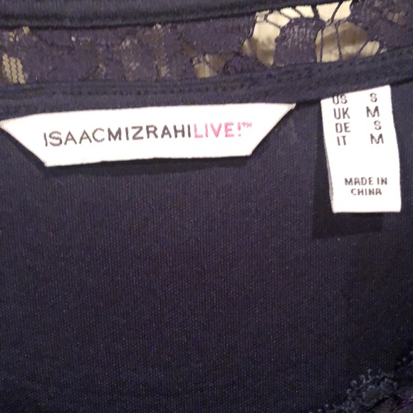 Isaac Mizrahi Live -Small -Navy -Lace Tunic with Built in Tank - Picture 2 of 5